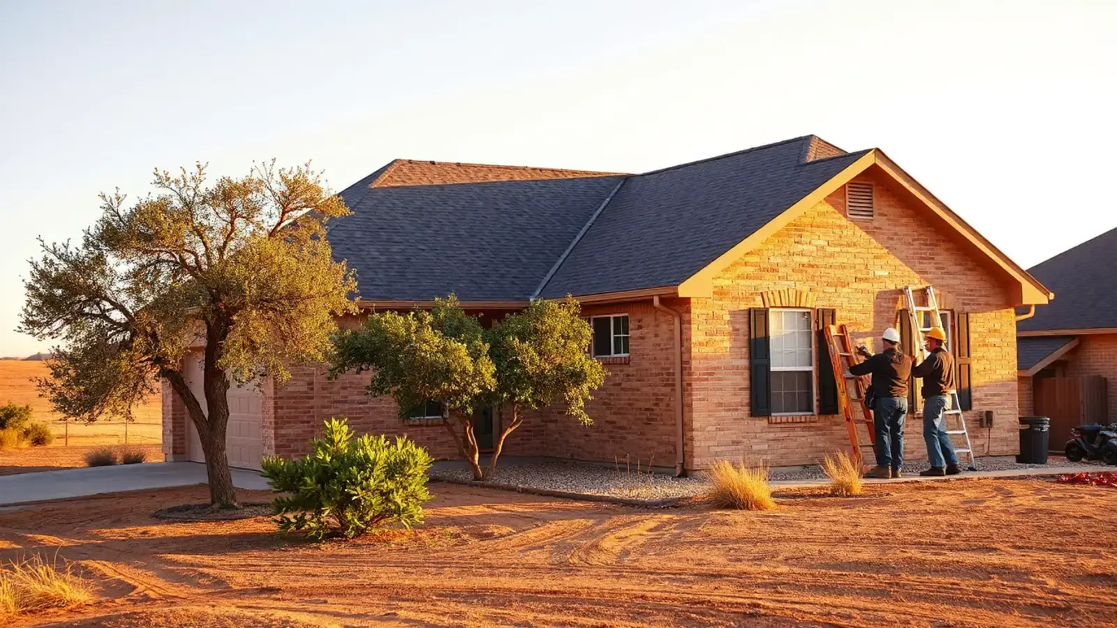 Ranch-style home with a new asphalt shingle roof under a big Abilene, TX sky in the Big Country